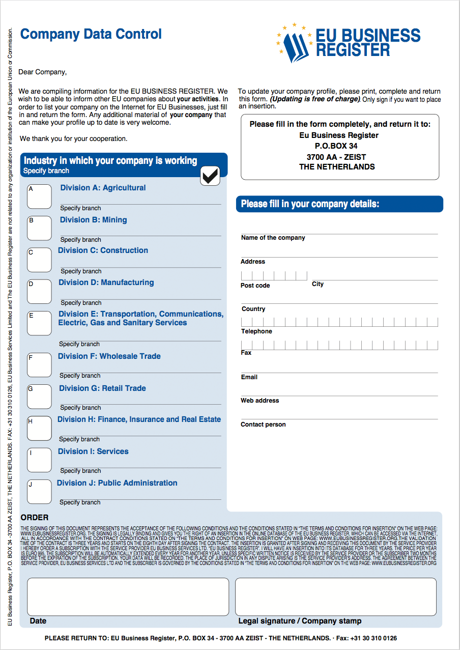 Attenzione a EU Business Register