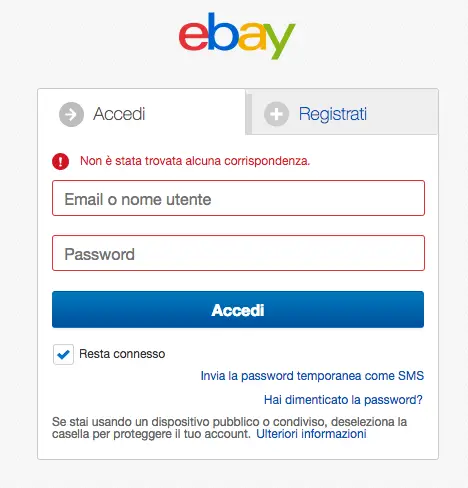 ebay phishing tuttosullapostaelettronica