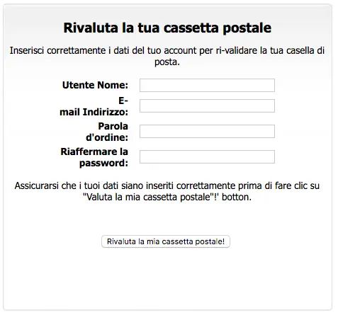 phishing cassetta di posta scaduta