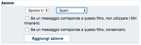 creare filtro spam bloccare mittente alice