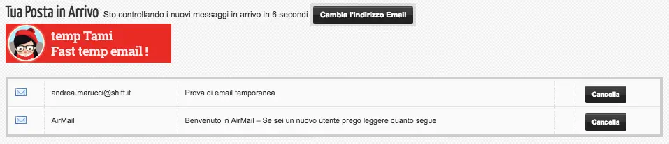 indirizzo email temporaneo