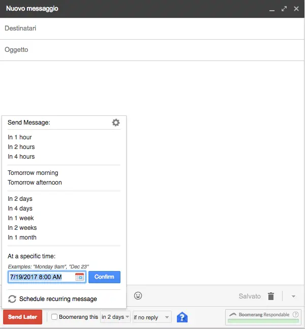 invio email nel futuro gmail