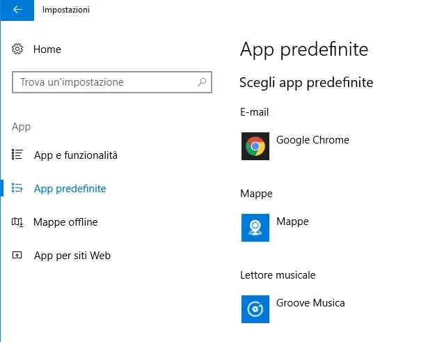 gmail predefinito windows 10