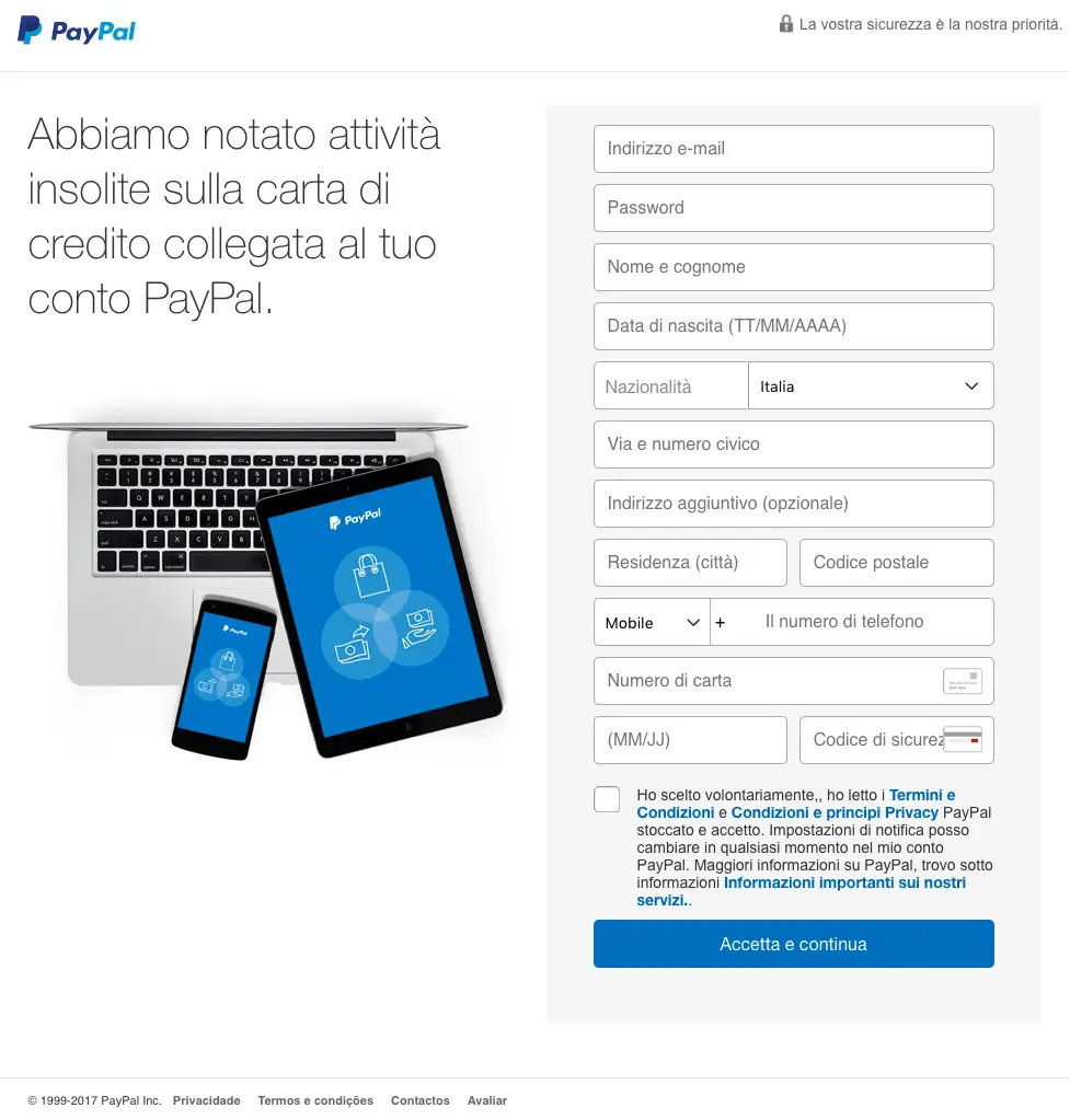 phishing paypal furto dati paypal