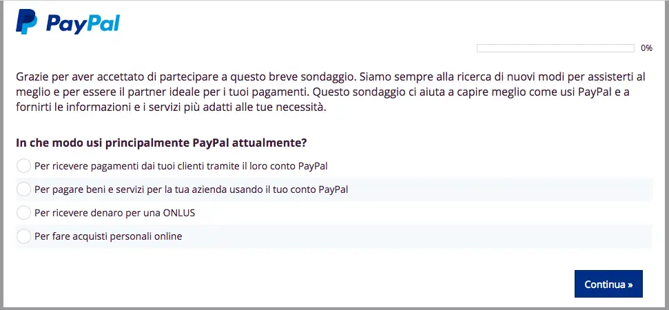 sondaggio paypal legittimo