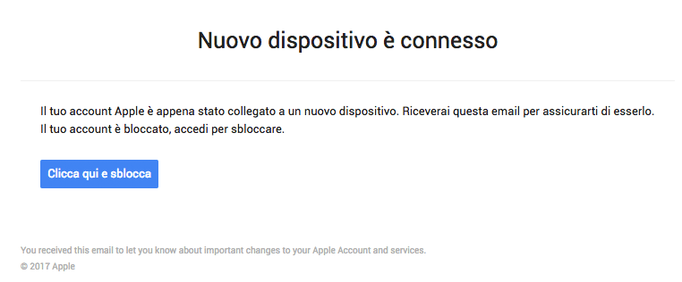 nuovo dispositivo connesso phishing apple