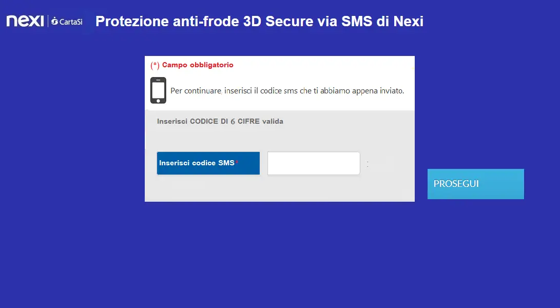 sito falso phishing nexi cartasì sms check