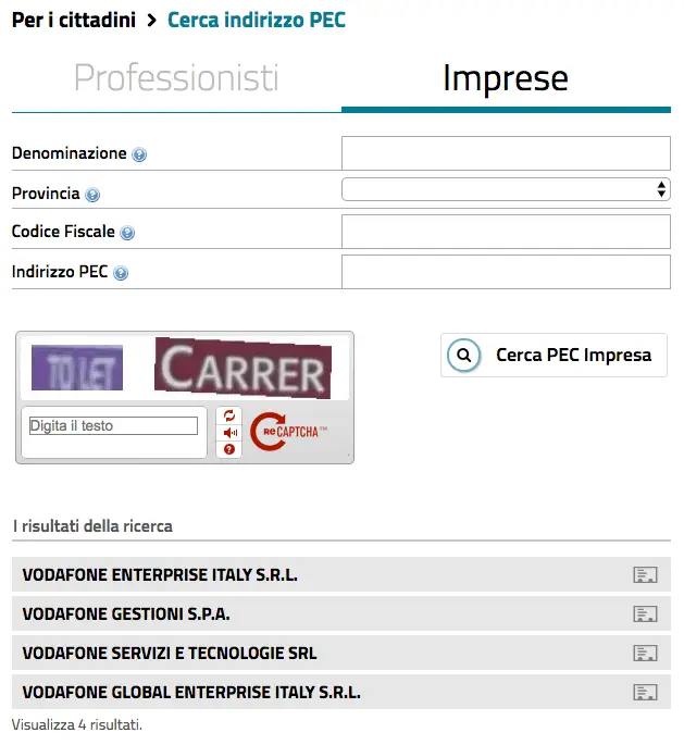 pec vodafone posta elettronica certificata