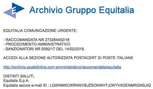 equitalia comunicazione urgente