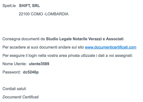 consegna documenti certificati