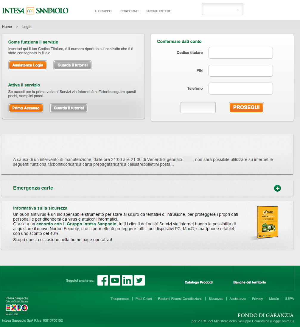 phishing banca intesa sito clonato