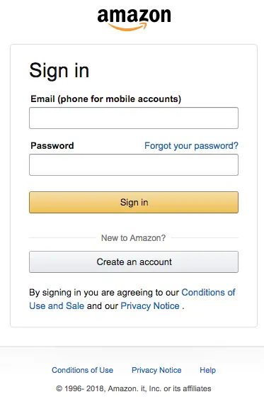 amazon phishing login falso