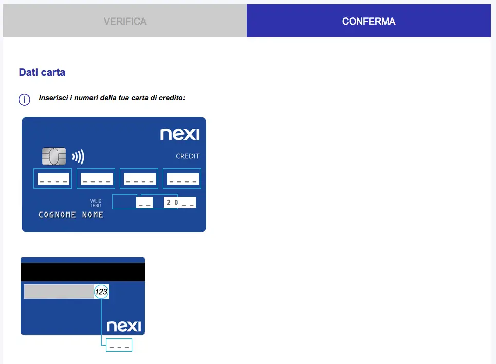 nexi phishing sito falso carta di credito