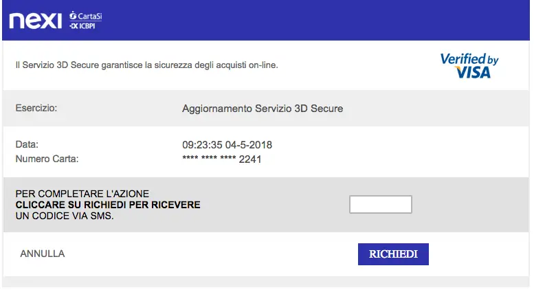 nexi phishing sito falso verifica carta di credito