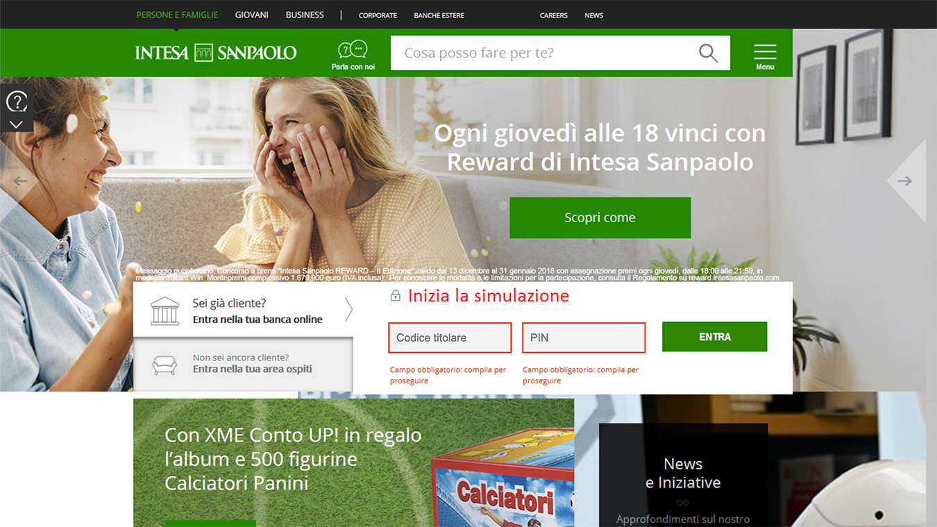 intesa sanpaolo sito falso