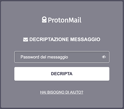 protonmail richiesta password