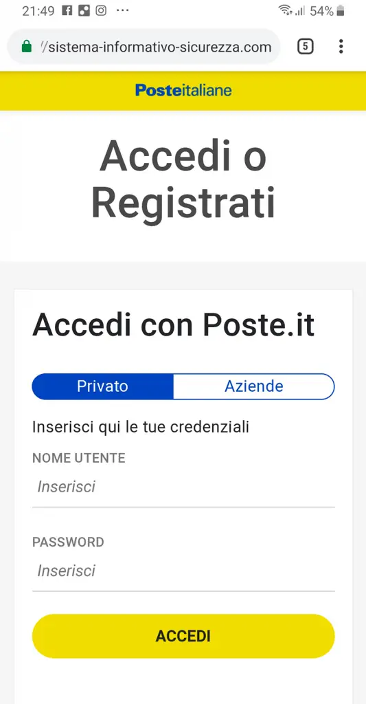 sms phishing poste italiane