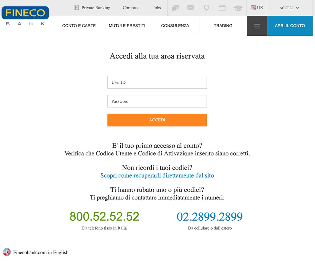 fineco phishing sito falso