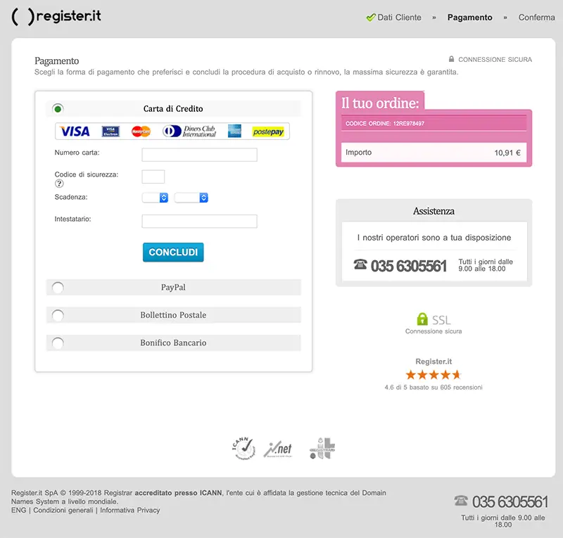 copia sito register.it phishing rifiuto di rinnovare