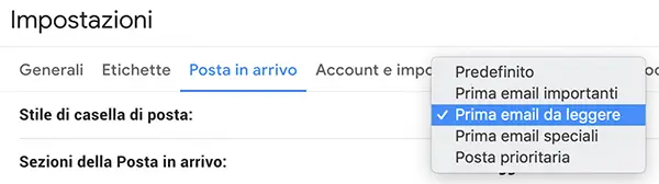 gmail posta in arrivo