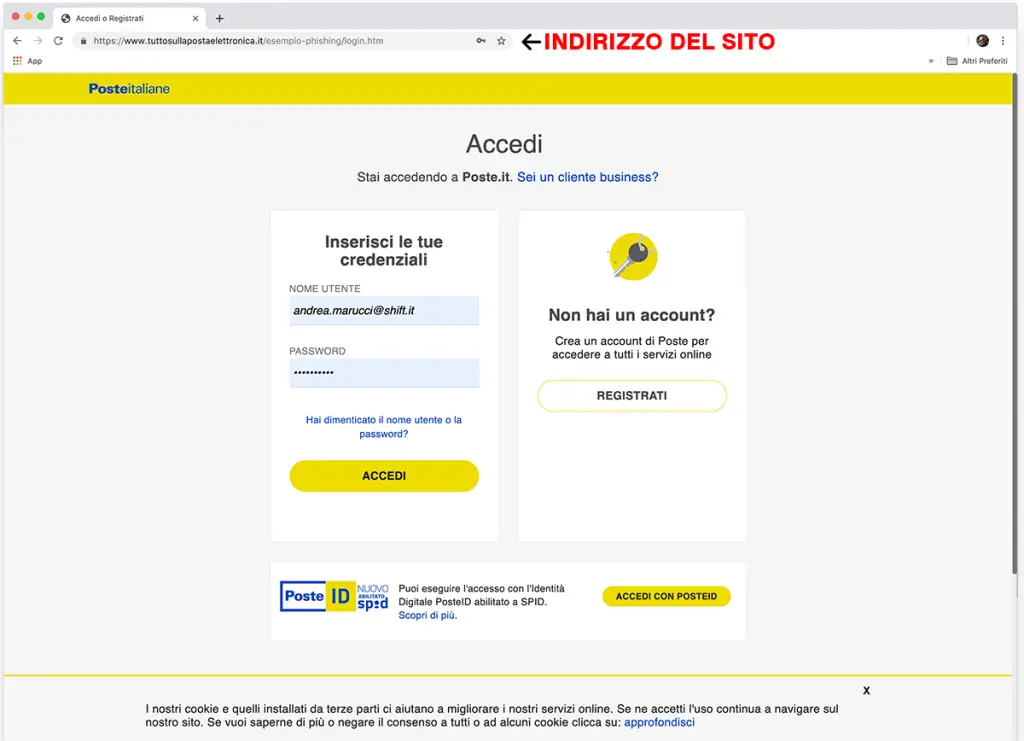 simulazione sito phishing