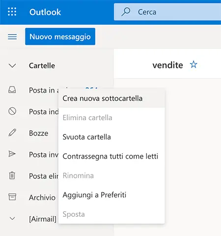 outlook.it gestione cartelle