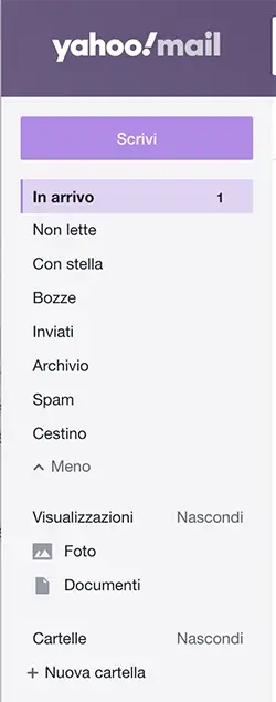 yahoo mail gestione sottocartelle