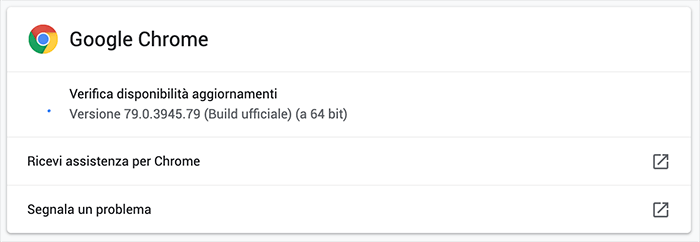 Aggiornamento di Chrome