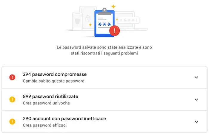 controllo password di chrome