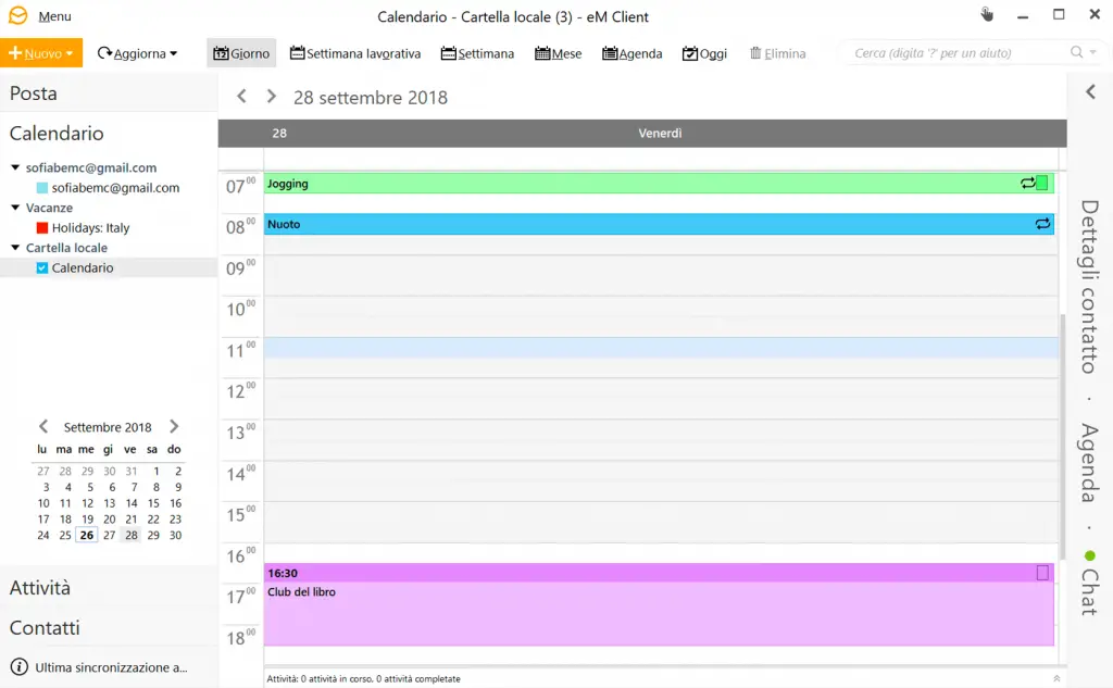 il calendario di eM Client