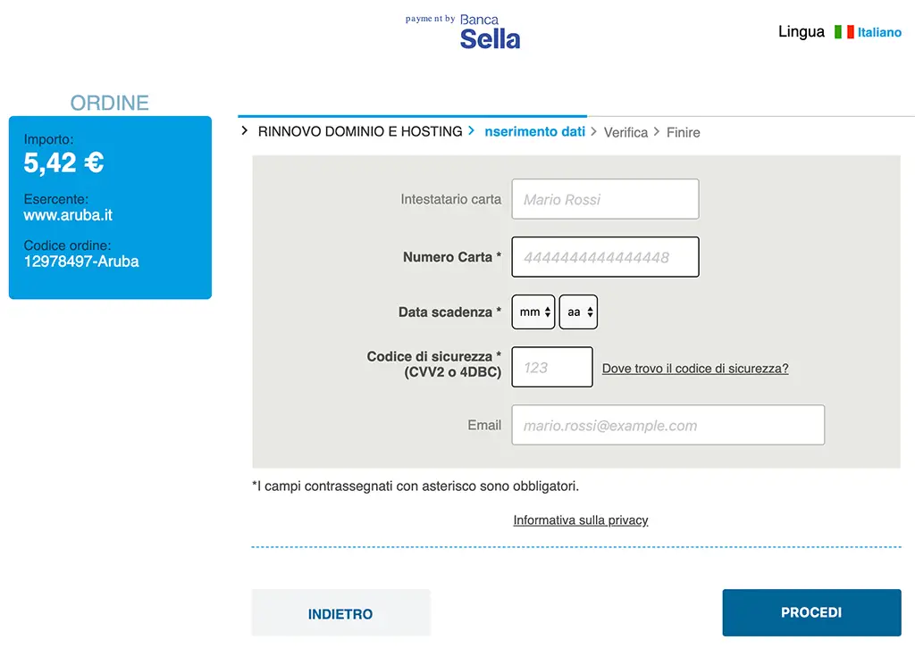 furto dati carta di credito aruba phishing