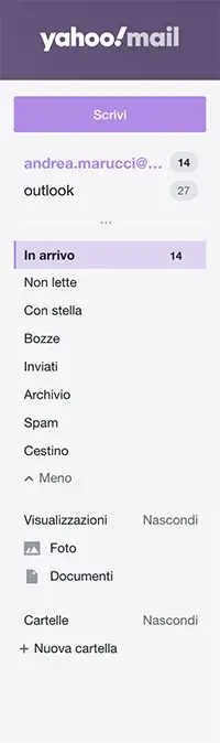 come si vedono in yahoo le varie caselle