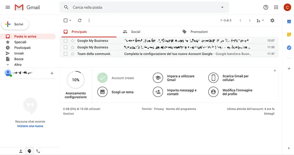 aspetto della nuova casella di posta gmail