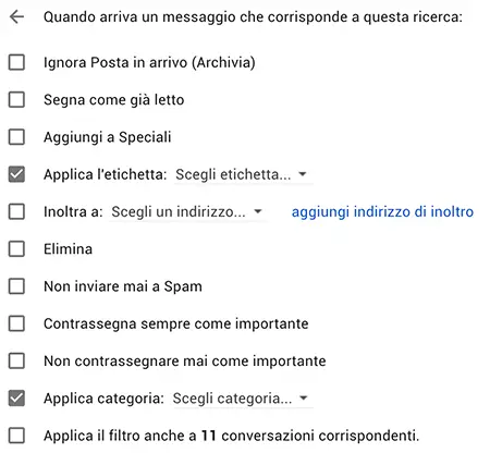 filtro di gmail