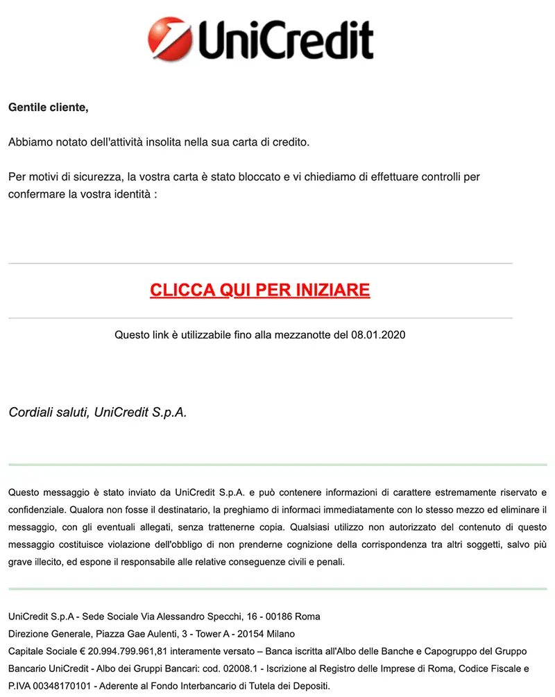 email phishing unicredit