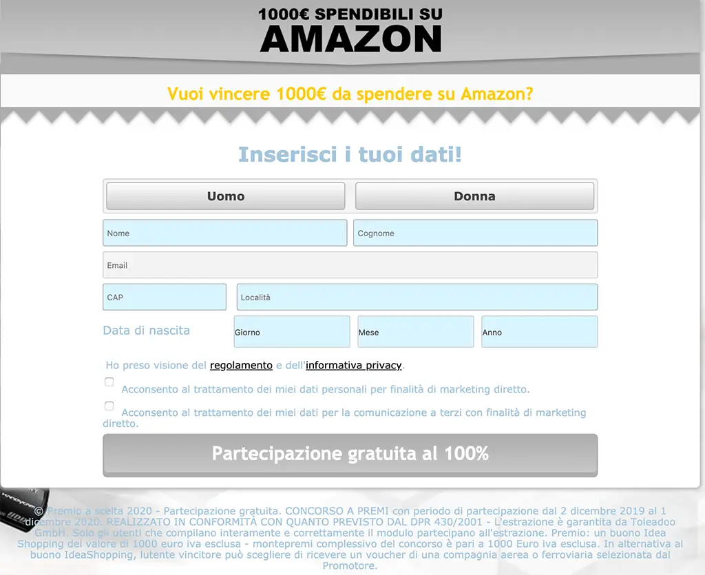 buono amazon 1000 euro