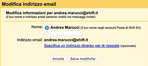 Cambiare il nome dell'account Gmail