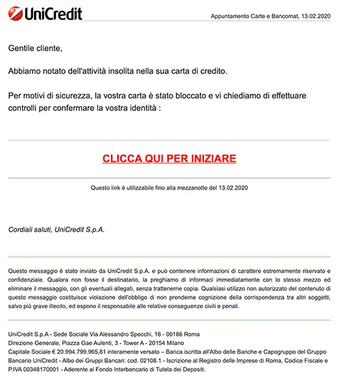 email phishing unicredit