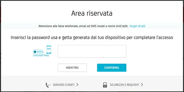 phishing unicredit carta di credito richiesta OTP