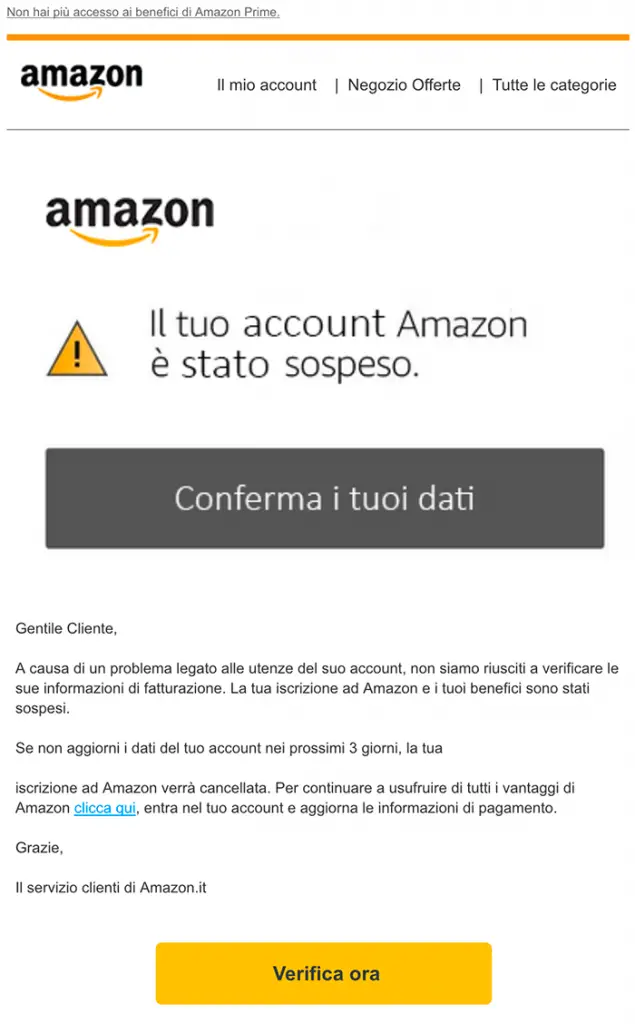 Account Amazon sospeso