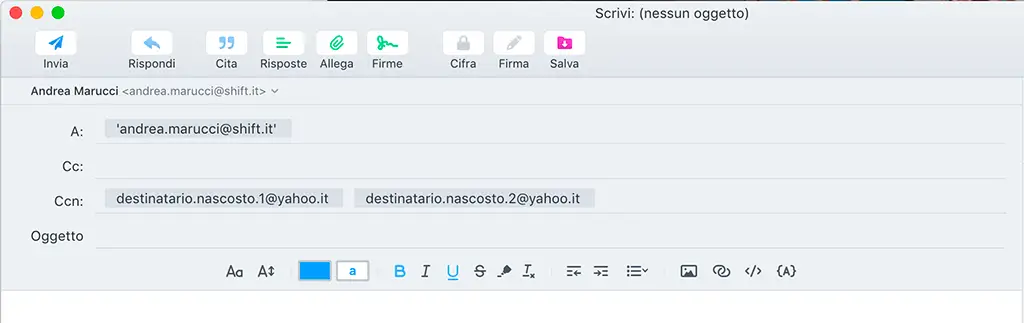 inviare la stessa email a più destinatari nascosti