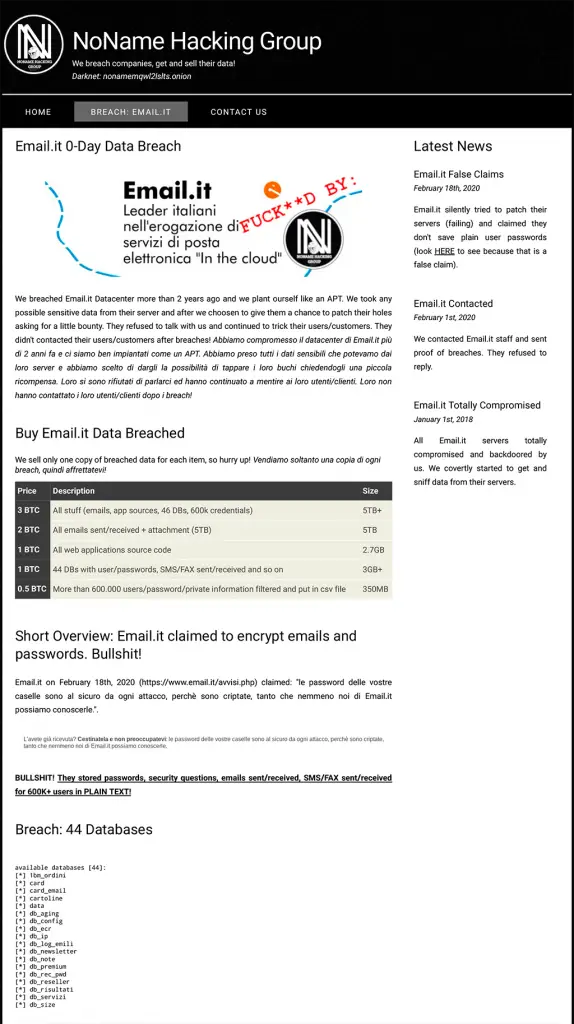 sito nn hacking group sul dark web