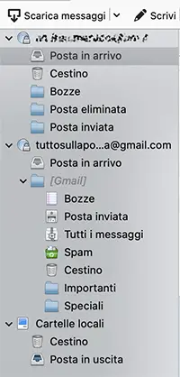 casella vecchia e nuova su thunderbird