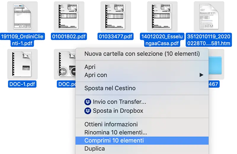 Come creare un file zip su Mac