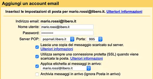 da libero mail a gmail