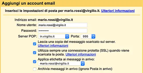 da virgilio mail a gmail