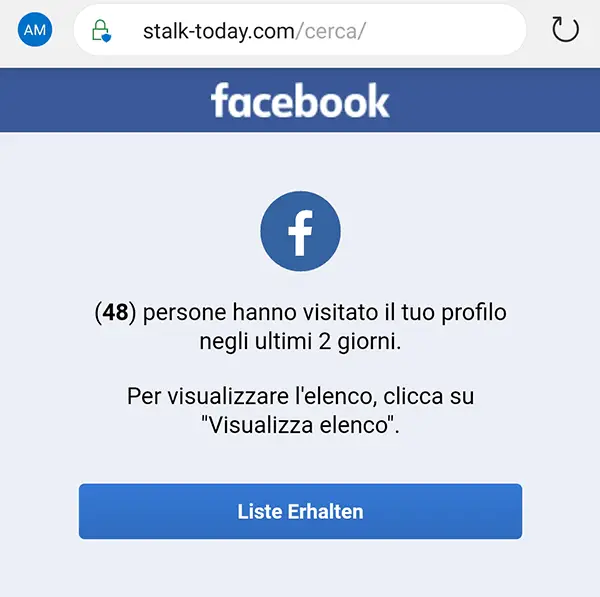 Phishing Facebook vedi chi visita il tuo profilo