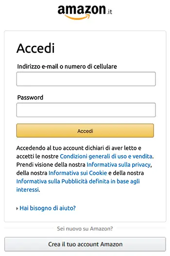 falso login amazon