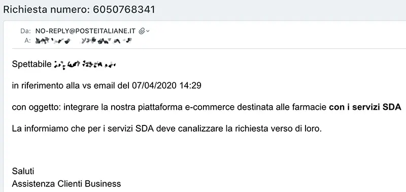 email di risposta noreply da poste italiane