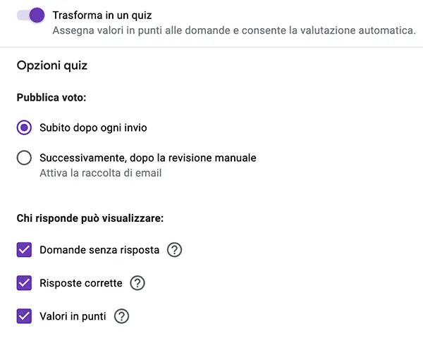 i quiz di google moduli